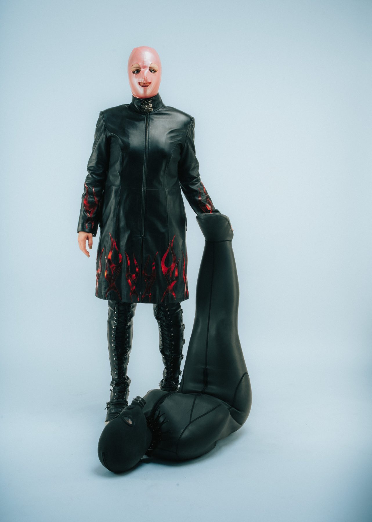 Masked figure in leather